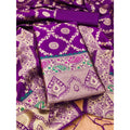 Vaystra Banarasi Silk Printed Unstitched Salwar Suit Material With Dupatta – Purple