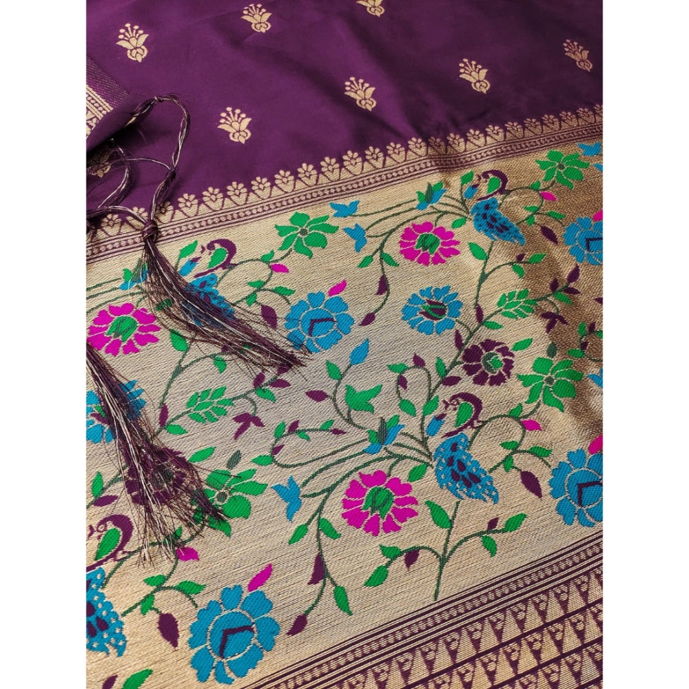 Vaystra Banarasi Silk Printed Unstitched Salwar Suit Material With Dupatta – Wine