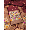 Vaystra Banarasi Silk Printed Unstitched Salwar Suit Material With Dupatta – Maroon