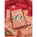 Vaystra Banarasi Silk Printed Unstitched Salwar Suit Material With Dupatta – Red