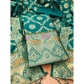 Vaystra Banarasi Silk Printed Unstitched Salwar Suit Material With Dupatta – Rama