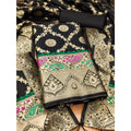 Vaystra Banarasi Silk Printed Unstitched Salwar Suit Material With Dupatta – Black
