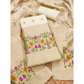 Vaystra Banarasi Silk Printed Unstitched Salwar Suit Material With Dupatta – White