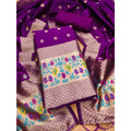 Vaystra Banarasi Silk Printed Unstitched Salwar Suit Material With Dupatta – Purple