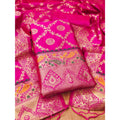 Vaystra Banarasi Silk Printed Unstitched Salwar Suit Material With Dupatta – Pink