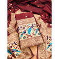 Vaystra Banarasi Silk Printed Unstitched Salwar Suit Material With Dupatta – Maroon