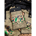 Vaystra Banarasi Silk Printed Unstitched Salwar Suit Material With Dupatta – Black