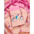 Vaystra Banarasi Silk Printed Unstitched Salwar Suit Material With Dupatta – Light Pink