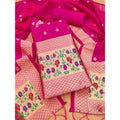 Vaystra Banarasi Silk Printed Unstitched Salwar Suit Material With Dupatta – Pink