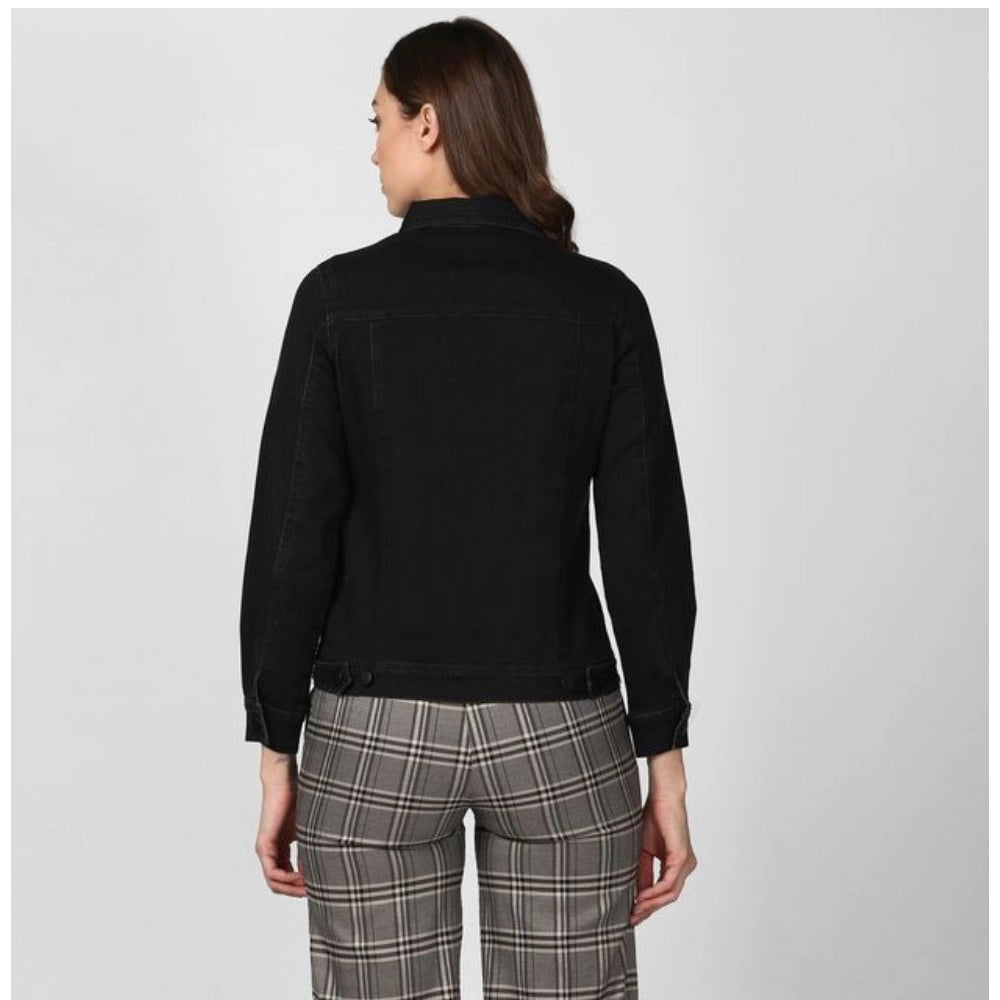 Vaystra Denim Solid Long Sleeve Jacket – Black
