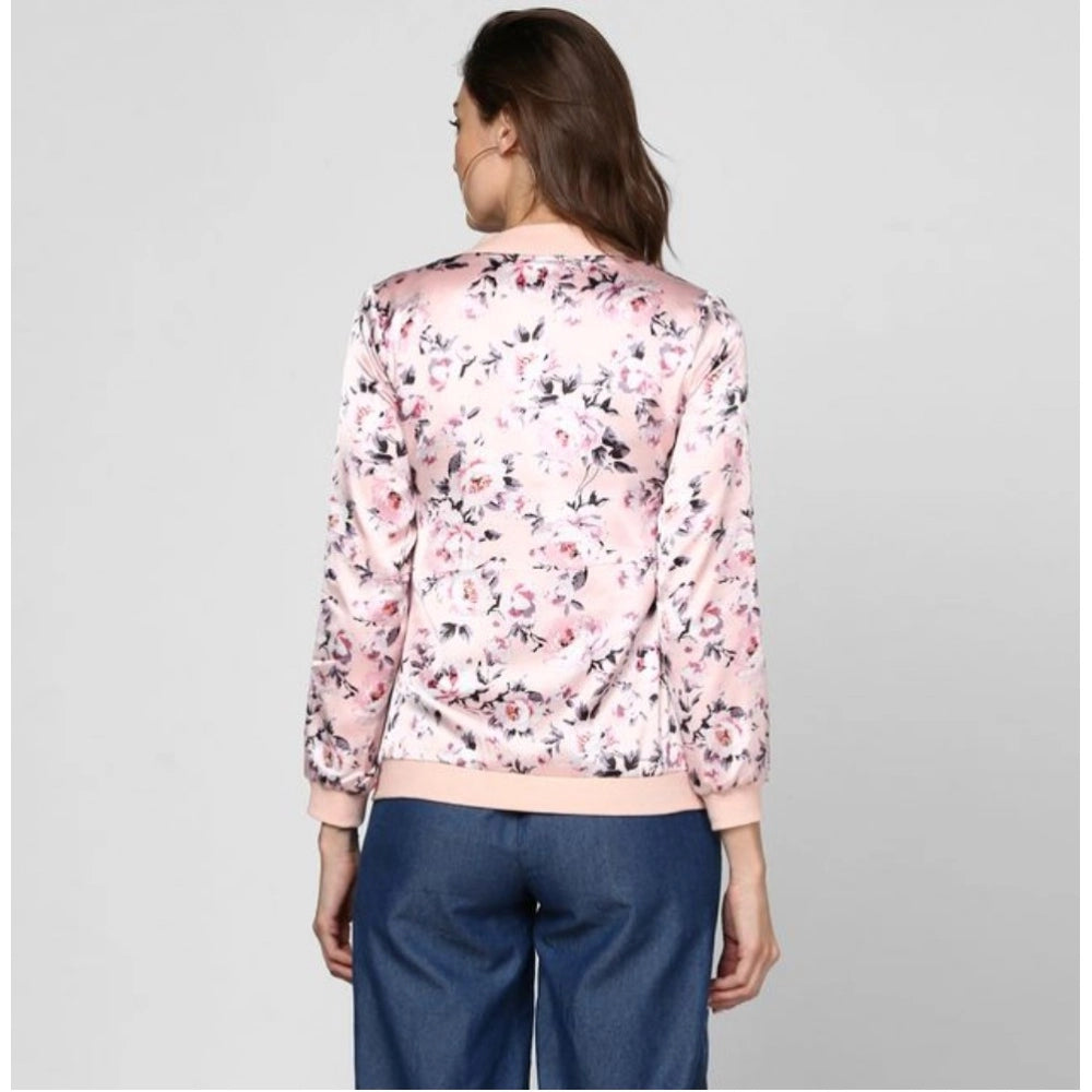 Vaystra Satin Floral 3/4th Sleeve Jacket – Light Pink