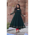 Vaystra Georgette Embroidery 3-4th Sleeve Round Neck Kurti with Dupatta Set – Green