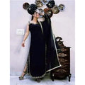 Vaystra Georgette Embroidery Sleeveless Round Neck Kurti, Palazzo And Dupatta Set – Black