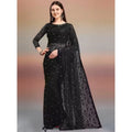 Vaystra Net Self Design Saree With Unstitched Blouse 5.5Mtr – Black