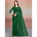 Vaystra Net Self Design Saree With Unstitched Blouse 5.5Mtr – Green