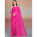 Vaystra Net Self Design Saree With Unstitched Blouse 5.5Mtr – Rani
