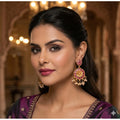 Vaystra Gold Plated Zinc Alloy Chandbali Earrings in Multicolor,