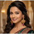 Vaystra Gold Plated Zinc Alloy Chandbali Earrings in Multicolor,