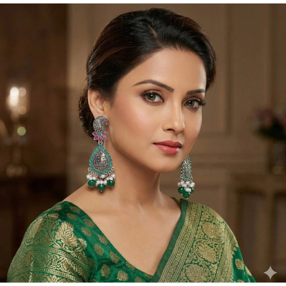 Vaystra Gold Plated Zinc Alloy Chandbali Earrings in Multicolor,