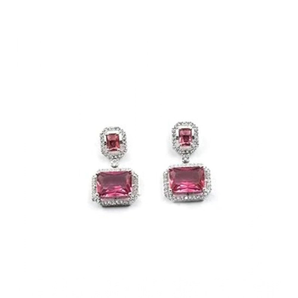 Vaystra Handcrafted Brass Silver Plated Drop Earrings - Red, Edition