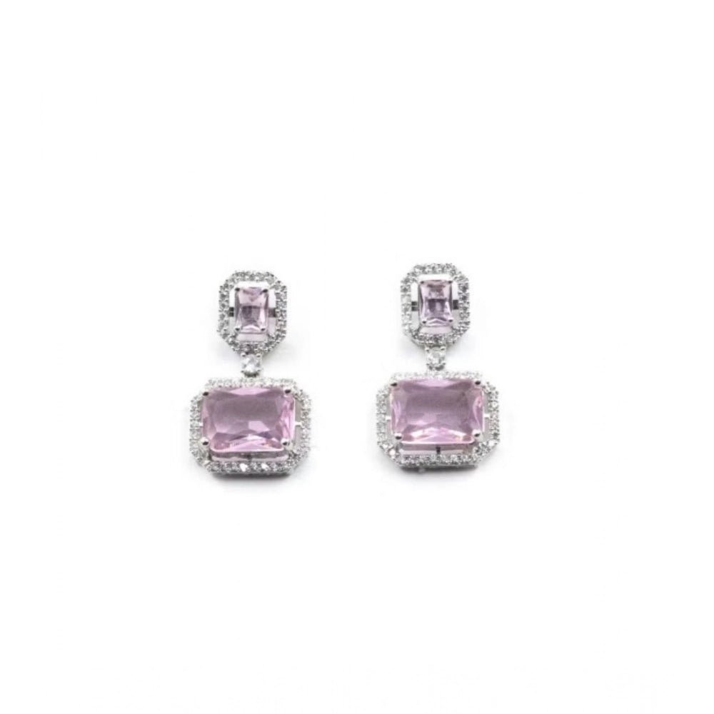 Vaystra Gold Plated Brass Silver Plated Drop Earrings in Pink,