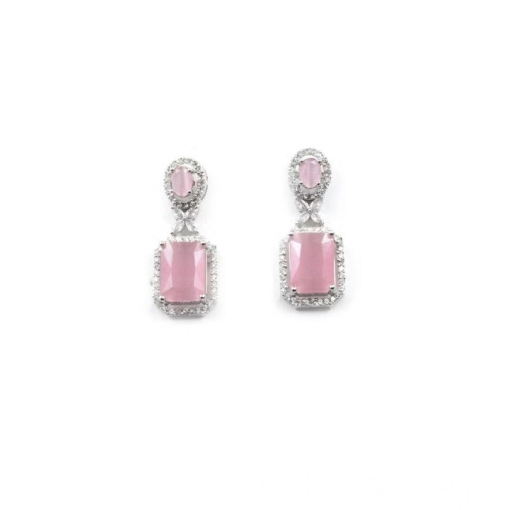 Vaystra Gold Plated Brass Silver Plated Drop Earrings in Pink,