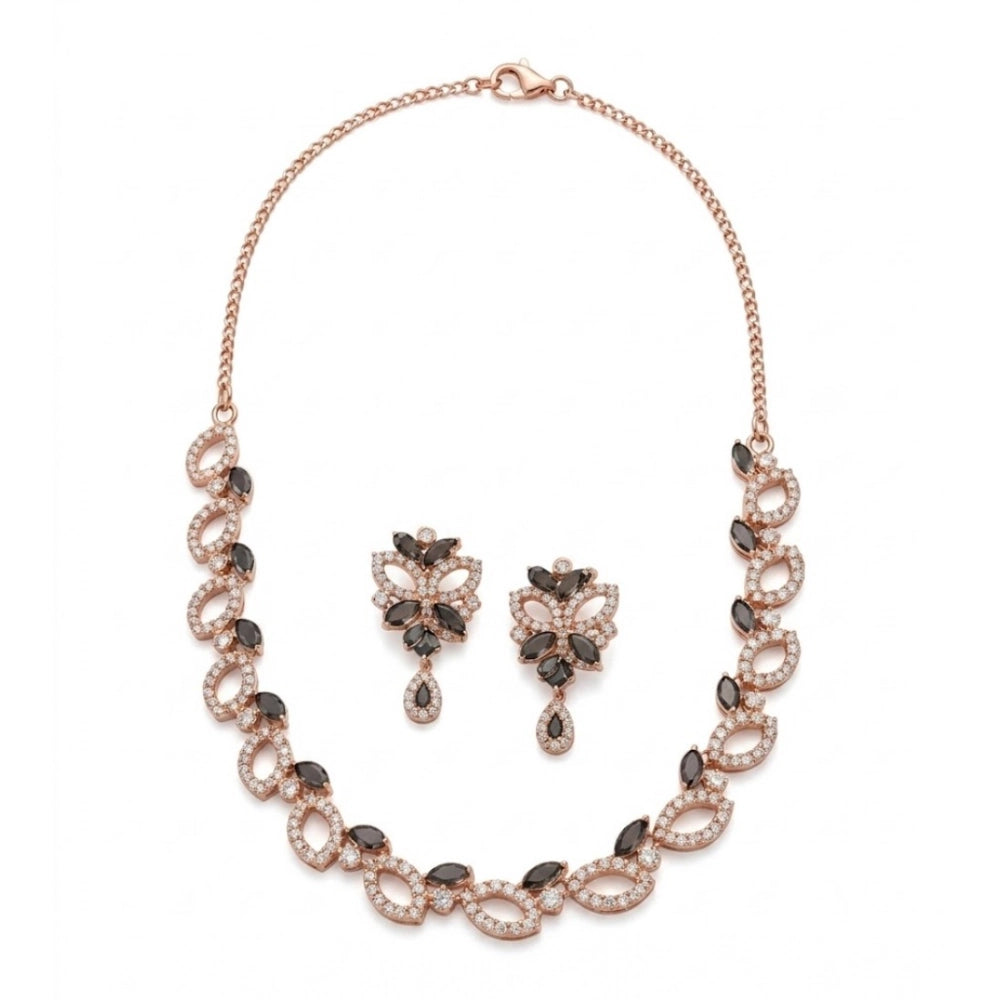 Vaystra Brass Silver Plated Necklace set - Silver,