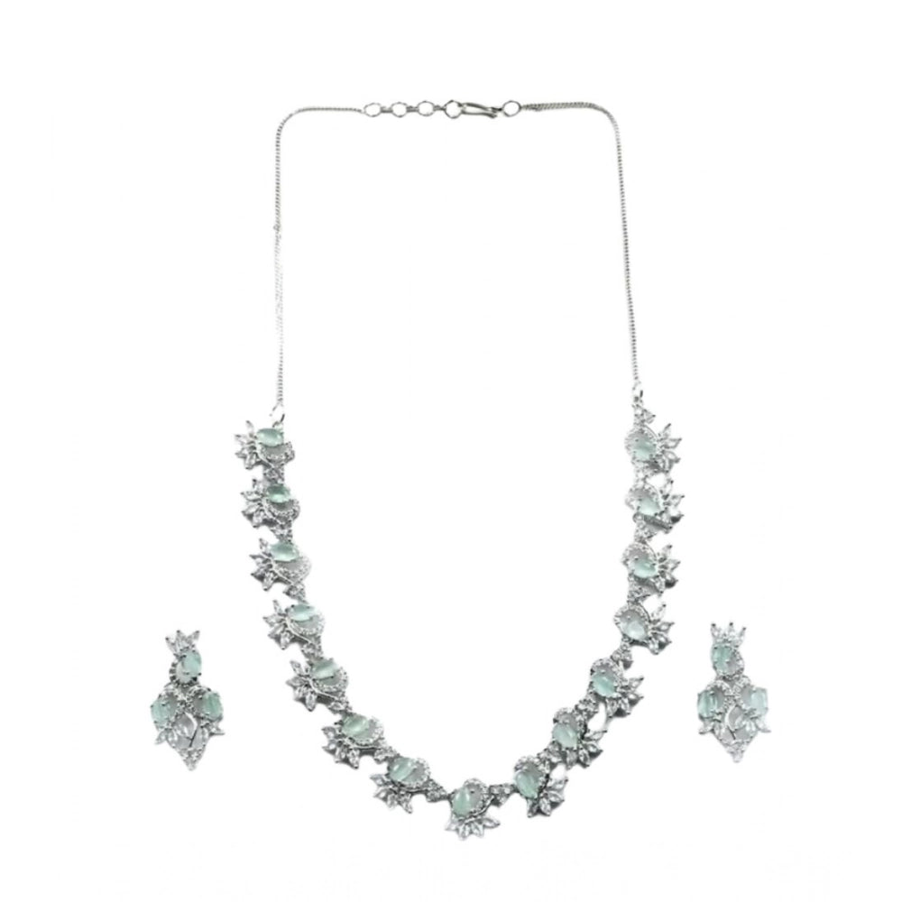 Vaystra Gold Plated Brass Silver Plated Necklace set in Turquoise,