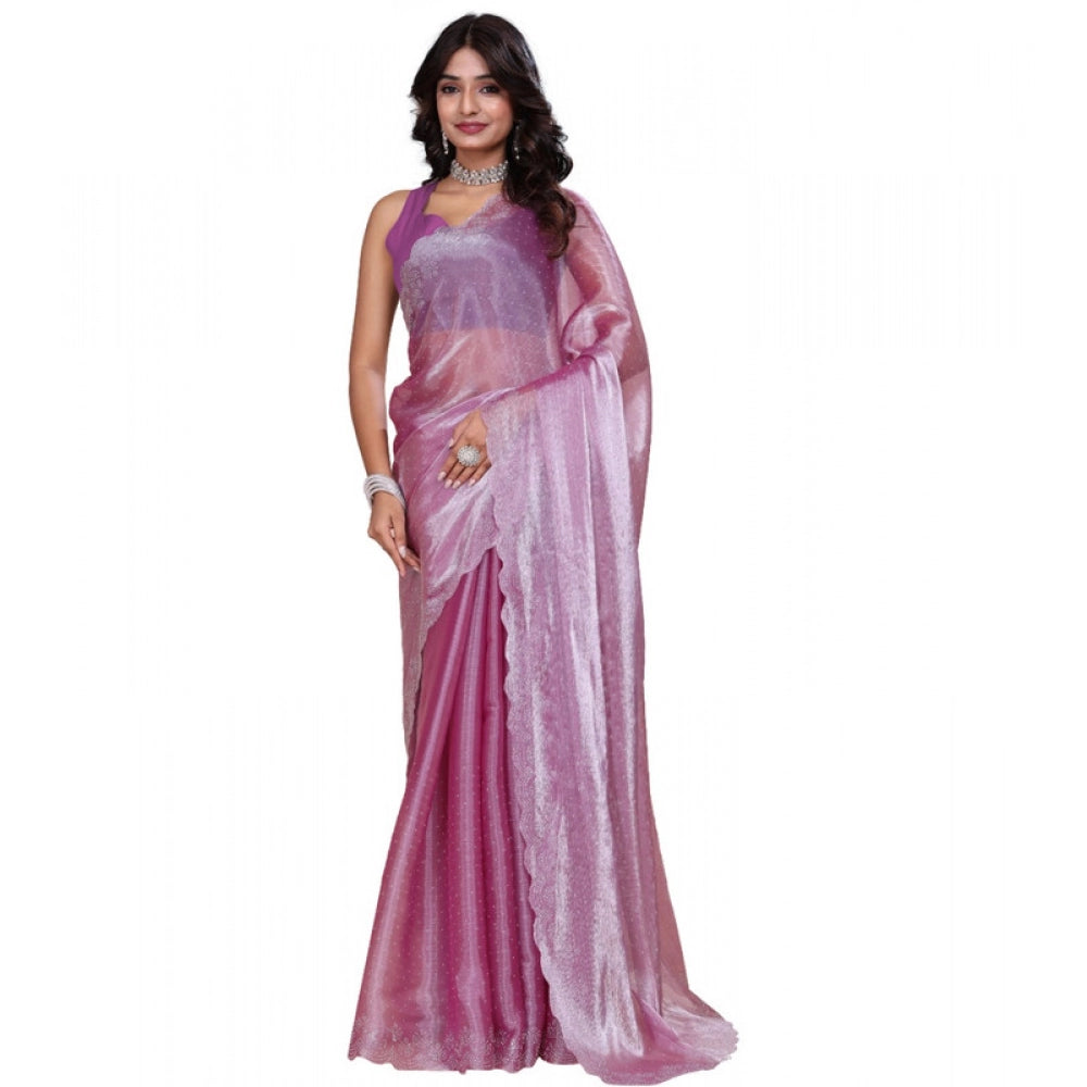 Vaystra Jimmy choo Embellished Bollywood Saree With Unstitched Blouse 5.5Mtr – Magenta