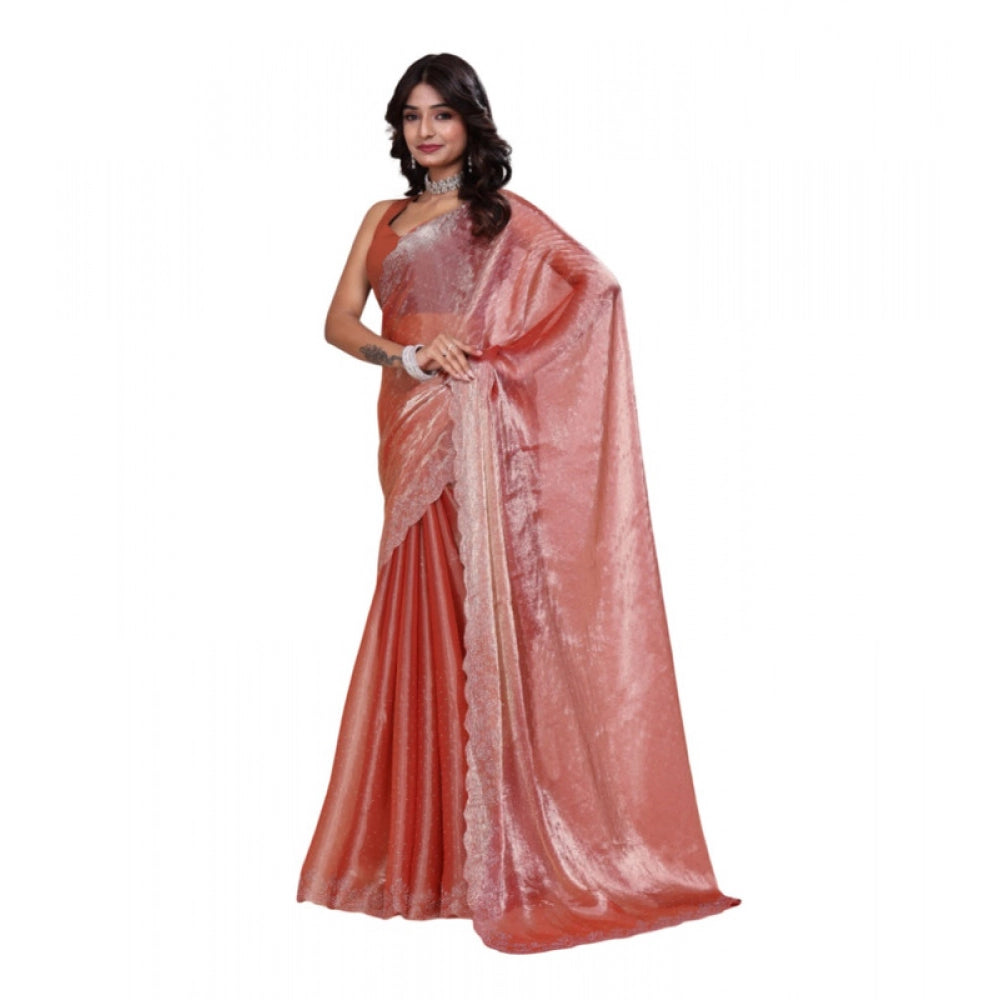 Vaystra Jimmy choo Embellished Bollywood Saree With Unstitched Blouse 5.5Mtr – Orange