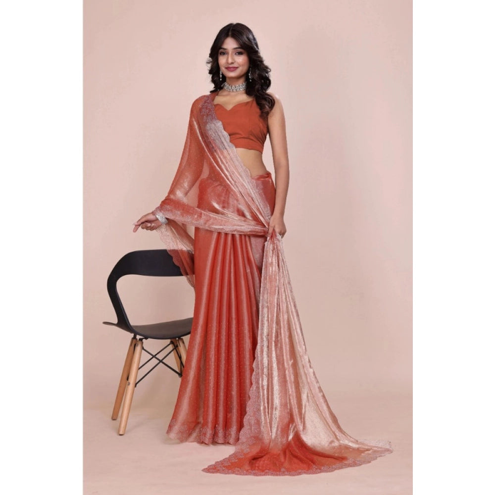 Vaystra Jimmy choo Embellished Bollywood Saree With Unstitched Blouse 5.5Mtr – Orange