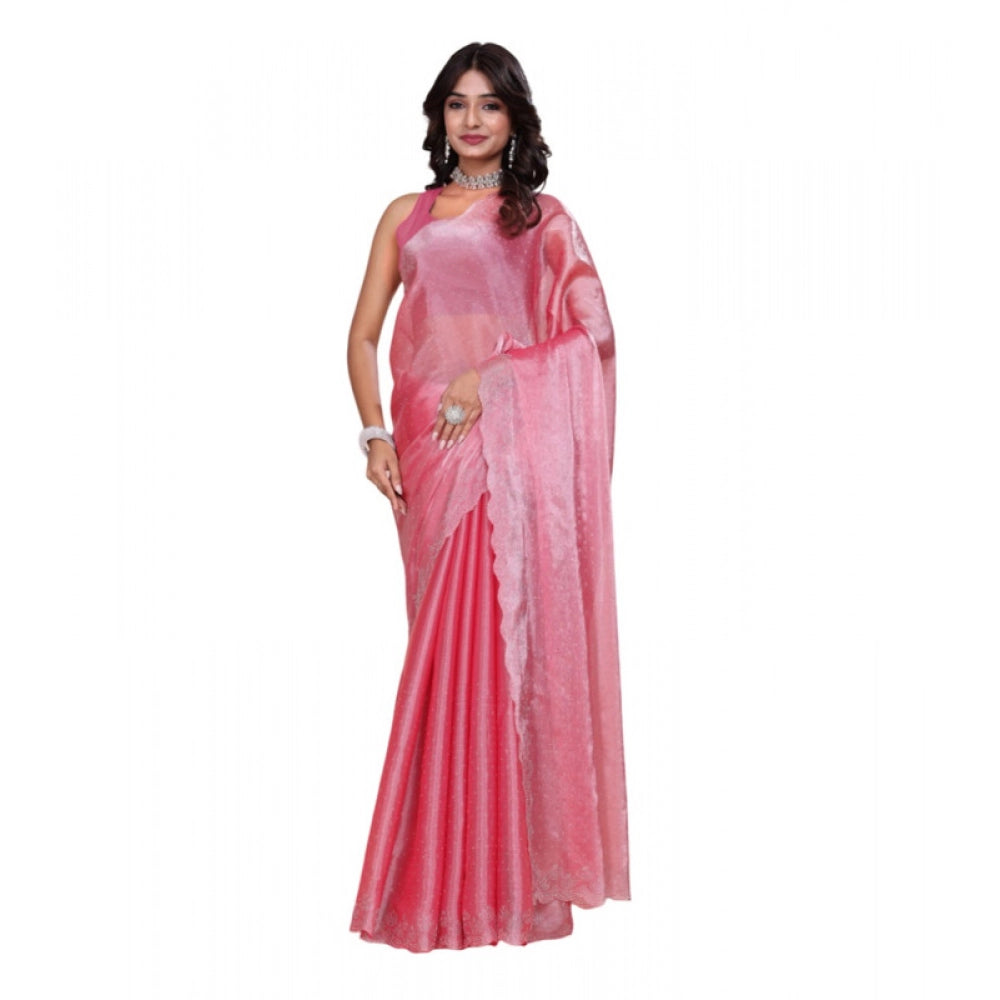 Vaystra Jimmy choo Embellished Bollywood Saree With Unstitched Blouse 5.5Mtr – Pink