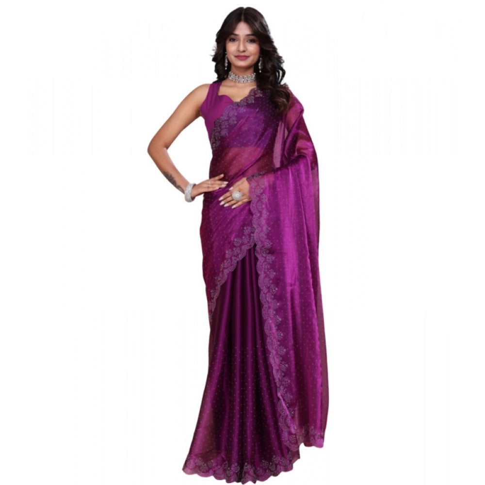 Vaystra Tissue Pure Silk Embellished Bollywood Saree With Unstitched Blouse 5.5Mtr –...