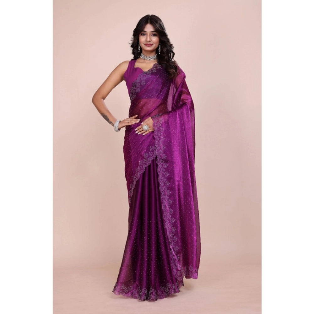 Vaystra Tissue Pure Silk Embellished Bollywood Saree With Unstitched Blouse 5.5Mtr –...
