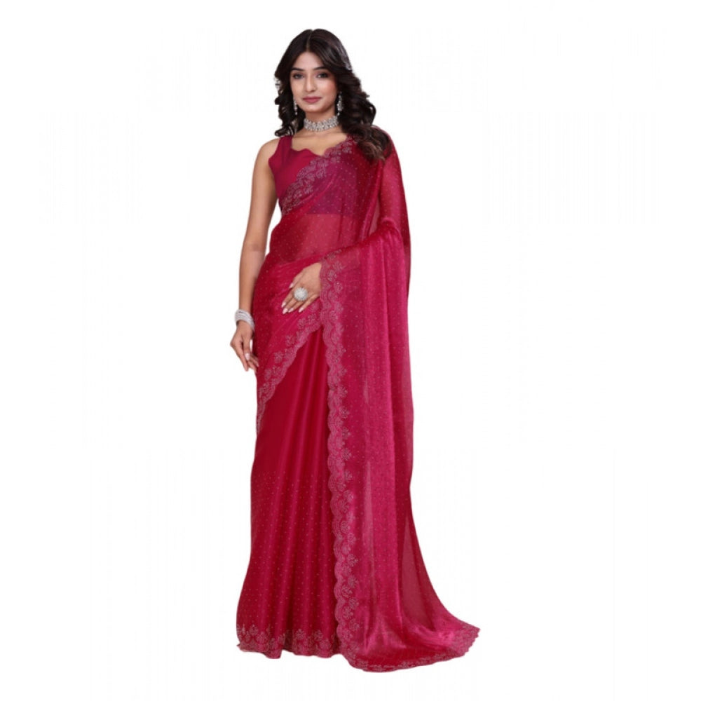 Vaystra Jimmy choo Embellished Bollywood Saree With Unstitched Blouse 5.5Mtr – Red