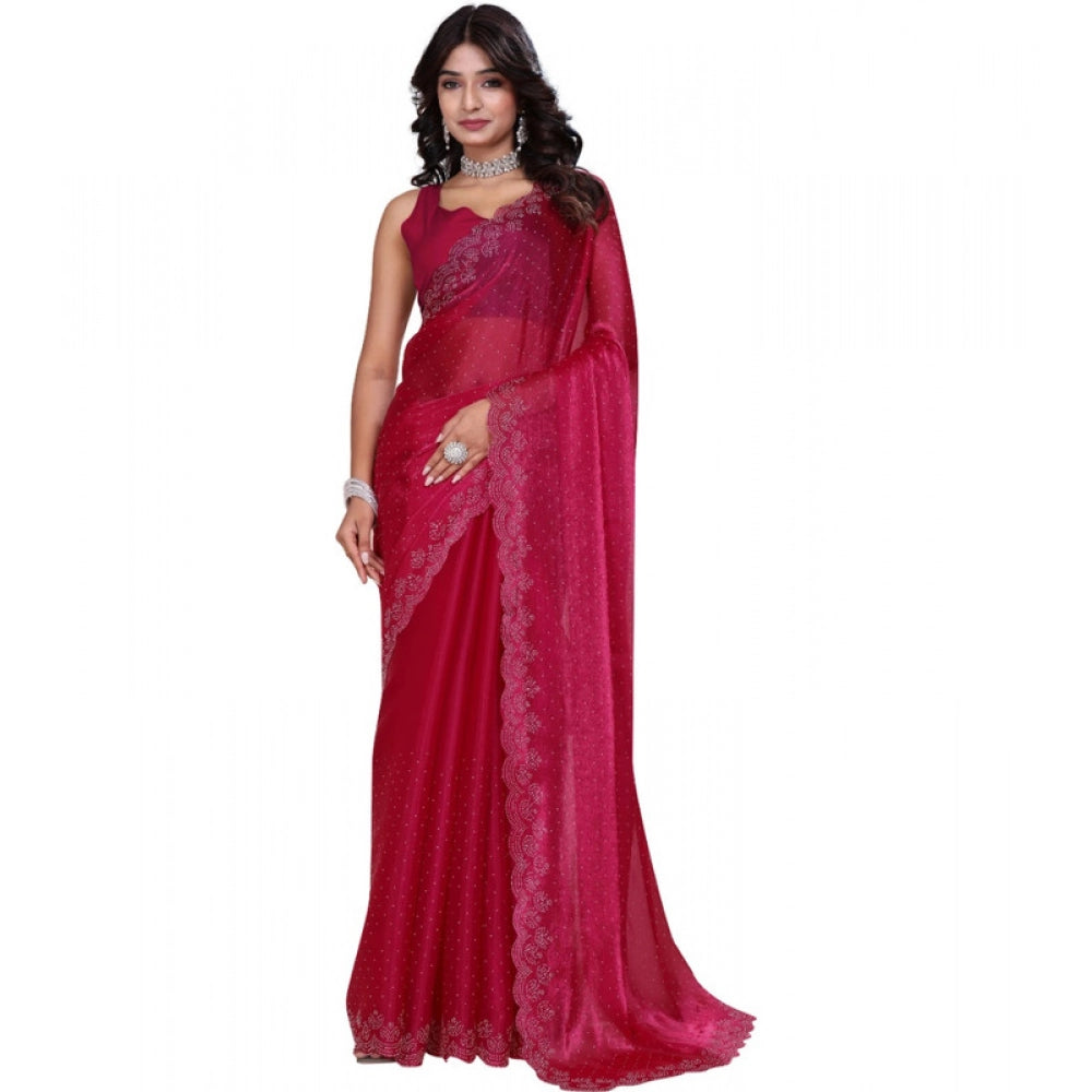 Vaystra Jimmy choo Embellished Bollywood Saree With Unstitched Blouse 5.5Mtr – Red