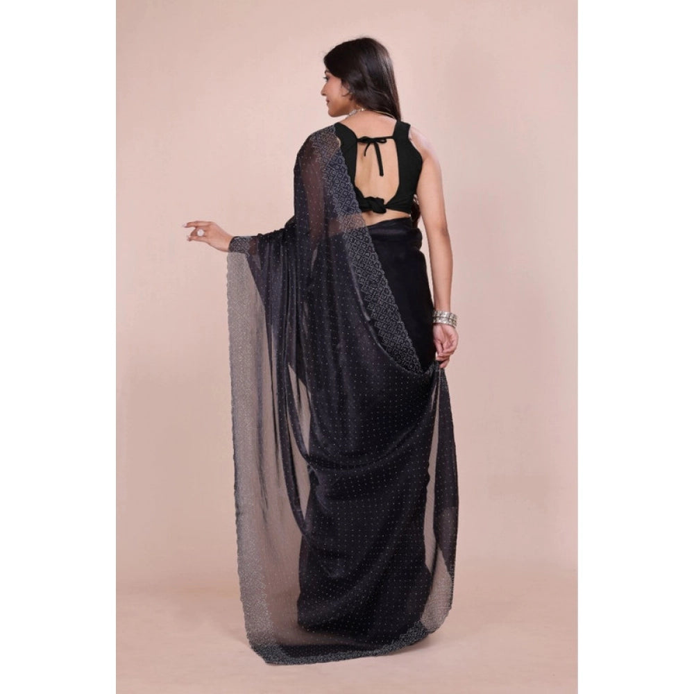 Vaystra Jimmy choo Embellished Bollywood Saree With Unstitched Blouse 5.5Mtr – Black