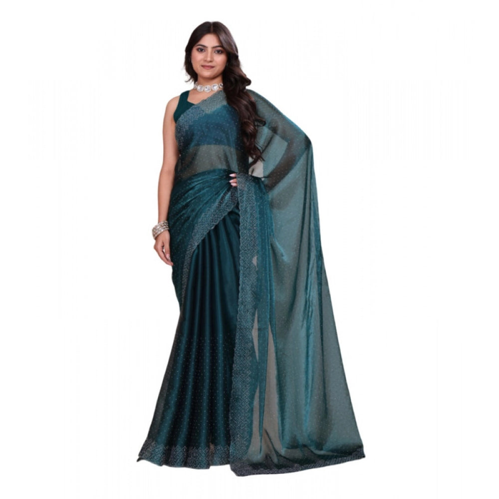 Vaystra Jimmy choo Embellished Bollywood Saree With Unstitched Blouse 5.5Mtr – Green