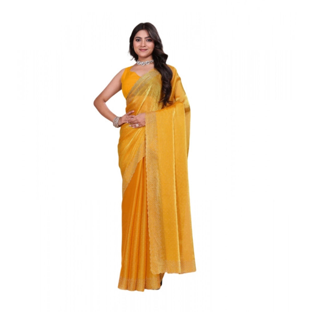Vaystra Jimmy choo Embellished Bollywood Saree With Unstitched Blouse 5.5Mtr – Mustard