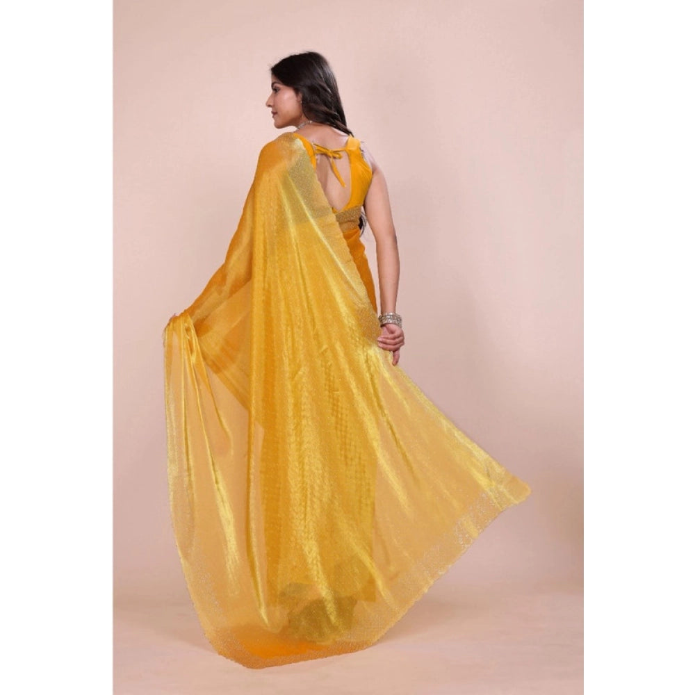 Vaystra Jimmy choo Embellished Bollywood Saree With Unstitched Blouse 5.5Mtr – Mustard