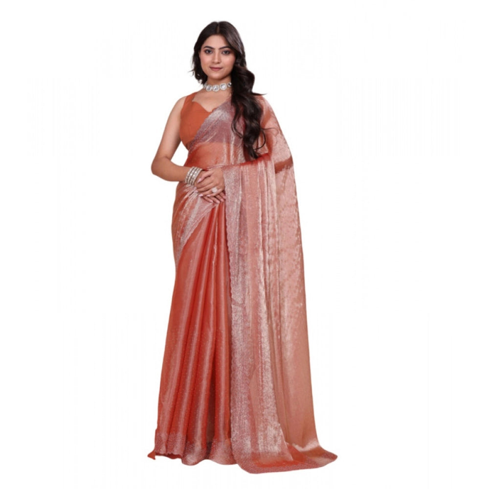 Vaystra Jimmy choo Embellished Bollywood Saree With Unstitched Blouse 5.5Mtr – Orange