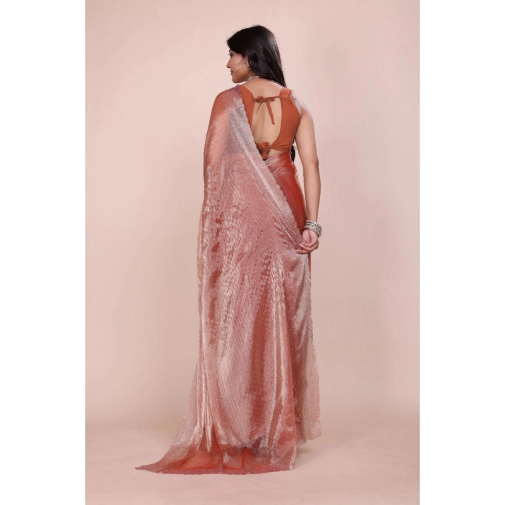 Vaystra Jimmy choo Embellished Bollywood Saree With Unstitched Blouse 5.5Mtr – Orange