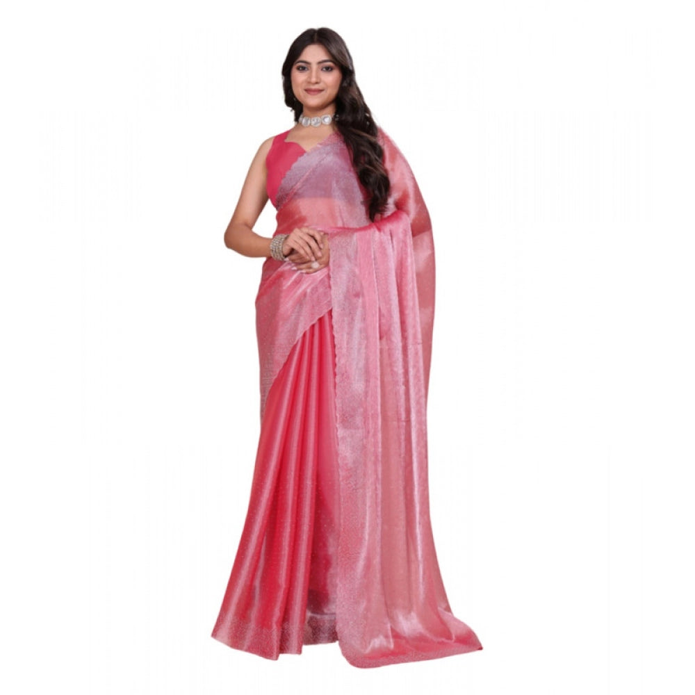 Vaystra Jimmy choo Embellished Bollywood Saree With Unstitched Blouse 5.5Mtr – Pink