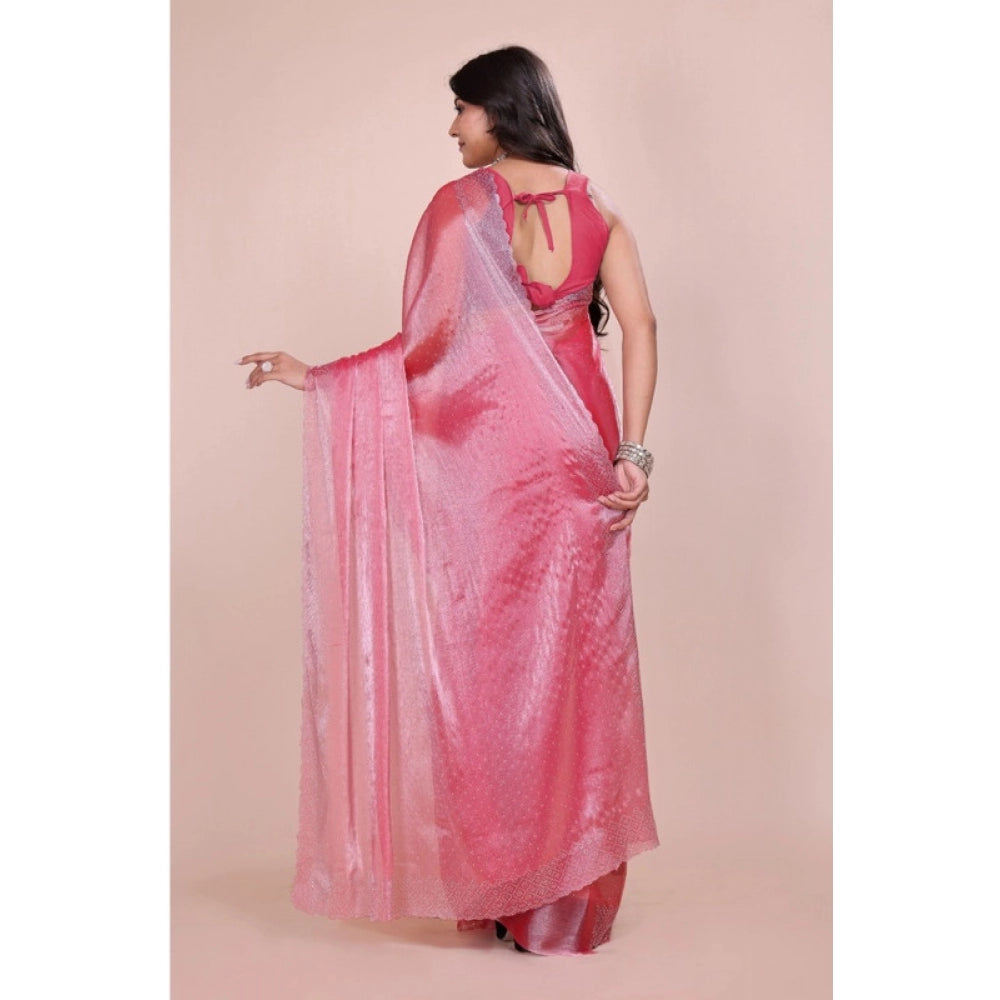 Vaystra Jimmy choo Embellished Bollywood Saree With Unstitched Blouse 5.5Mtr – Pink