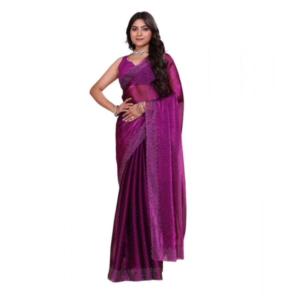 Vaystra Jimmy choo Embellished Bollywood Saree With Unstitched Blouse 5.5Mtr – Purple