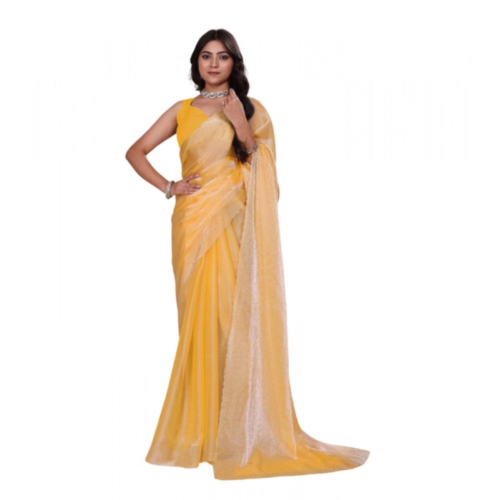 Vaystra Jimmy choo Embellished Bollywood Saree With Unstitched Blouse 5.5Mtr – Yellow
