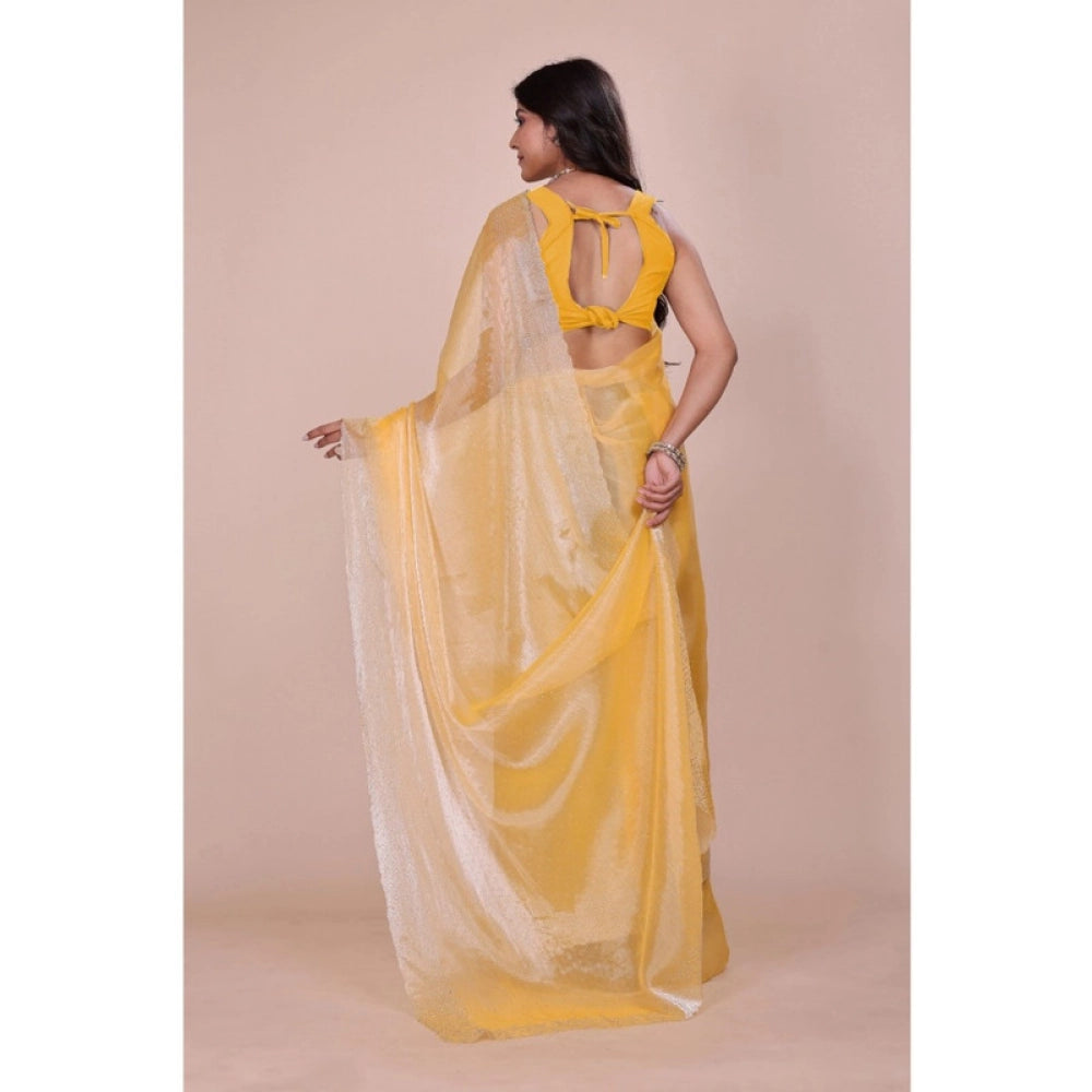 Vaystra Jimmy choo Embellished Bollywood Saree With Unstitched Blouse 5.5Mtr – Yellow