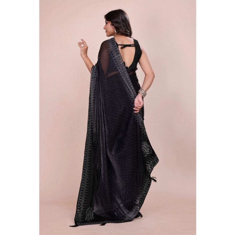 Vaystra Jimmy choo Embellished Bollywood Saree With Unstitched Blouse 5.5Mtr – Black