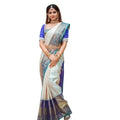 Vaystra Litchi silk Printed Saree With Unstitched Blouse – Off White