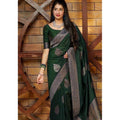 Vaystra Litchi silk Printed Saree With Unstitched Blouse – Green